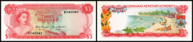 Bahamas. Lot 6 Stück: P-28 3 Dollar L.1968, P-35 1 Dollar, P-44 3 Dollars L.1974 (1984), P-50 1 Dollar ND, P-63b 5 Dollars 2001, P-65 20 Dollars 1997....