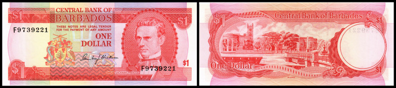 Barbados. Lot 4 Stück (1973 ND, 2000 ND issues): P-29 1 Dollar ND, P-60 2 Dollar...