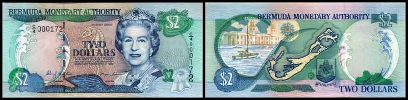 Bermuda. Lot 9 Stück (2002 Issue, 2003 Commemorative Issue): P-50 2 Dollars 24.0...