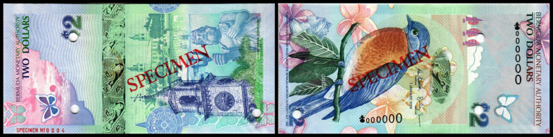 Bermuda. Lot 6 Stück - all 6 Specimen of 2009 Issue: P-57s 2 Dollars 01.01.2009,...