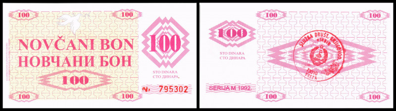 Bosnien. Lot 21 Stück + 4 Specimen (1992 Second Provisional Novcani Bon Issue): ...