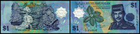 Brunei. Lot 14 Stück (1996 Issue, 2004 Commemorative Issue): P-22a 1 Ringgit 1996, 2 x P-22b 1 Ringgit 2007, 2 x P-22c 1 Ringgit 2008, P-23a 5 Ringgit...