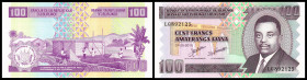 Burundi. Lot 16 Stück (2008 Issue, 2015 Issue): P-44a 100 Francs 01.05.2010, P-44b 100 Francs 01.09.2011, P-45a 500 Francs 01.05.2009, P-45b 500 Franc...