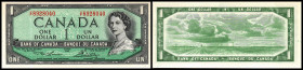Canada. Lot 8 Stück (1954 Issue, 1967 Commemorative Issue): P-74b 1 Dollar 1954, P-75b 1 Dollar 1954, P-75c 1 Dollar 1954, P-75 1 Dollar 1954, P-76a 2...