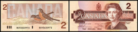 Canada. Lot 12 Stück + 1 Specimen (1986-1991 Issue): P-94b 2 Dollars 1986, P-94b 2 Dollars 1986, P-94c 2 Dollars 1986, P-95c 5 Dollars 1986, P-95 5 Do...