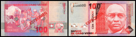 Cabo Verde. Lot 5 Stück Specimen (1989 Issue): P-57s 100 Escudos 20.01.1989, P-58s 200 Escudos 20.01.1989, P-59s 500 Escudos 20.01.1989, P-60s 1000 Es...