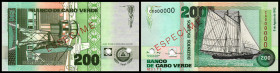 Cabo Verde. Lot 9 Stück Specimen (1992 Issue, 1999-2000 Issue): P-63s 200 Escudos 08.08.1992, P-64s 500 Escudos 23.04.1992, P-65s 1000 Escudos 01.07.2...