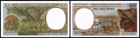 Central African States - Congo. Lot 11 Stück (Congo 1993-2001, 2002 Issues): P-101Cg 500 Francs 2000, P-102Cg 1000 Francs 2000, P-103Cg 2000 Francs 20...