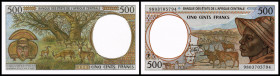 Central African States - Central African Republic. Lot 10 Stück (Central African Republic 1993-2001, 2002 Issues): P-301Fe 500 Francs 1998, P-302Fe 10...