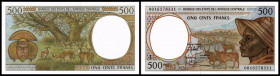 Central African States - Gabon. Lot 17 Stück (Gabon 1993-2001, 2002 Issues): P-401Lc 500 Francs 1995, P-401Lg 500 Francs 2000, P-402Ld 1000 Francs 199...