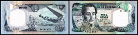 Colombia. Lot 42 Stück (1993-2005 Issues): P-438 1000 Pesos 01.10.1995, P-439a 2000 Pesos 01.01.1993, P-439b 2000 Pesos 17.12.1994, P-440 5000 Pesos 0...