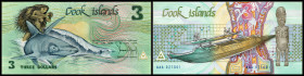 Cook Islands. Lot 8 Stück (1987, 1992 Issues): P-3a 3 Dollars ND, P-4a 10 Dollars ND, P-5a 20 Dollars ND, P-6 3 Dollars 10.1992 Commemorative Issue 6t...