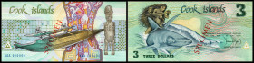 Cook Islands. Lot 7 Stück Specimen (1987, 1992 Issues): P-3s 3 Dollars ND, P-4s 10 Dollars ND, P-5s 20 Dollars ND, P-7s 3 Dollars ND, P-8s 10 Dollars ...