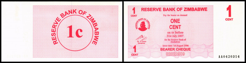 Zimbabwe. Lot 28 Stück: P-33 1 Cent 01.08.2006, P-34 5 Cents 01.08.2006, P-35 10...