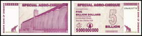 Zimbabwe. Lot 4 Stück: P-61 5 000 000 000 Dollars 15.05.2008, P-62 25 000 000 000 Dollars 15.05.2008, P-63 50 000 000 000 Dollars 15.05.2008, P-64 100...