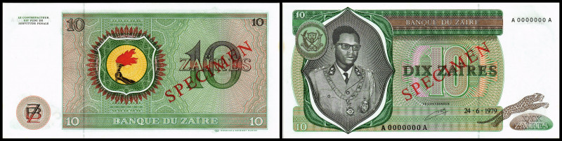 Zaire. Lot 2 Stück Specimen: P-24sa 10 Zaires 24.06.1979, P-25s 50 Zaires 04.02....