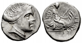 Euboia. Histiaia. Tetrobol. 171-168 BC. (Hgc-4, 1525). Anv.: Wreathed head of the nymph Histiaia to right. Rev.: The nymph Histiaia seated to right on...