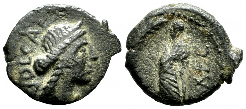 Galia. Volcae-Aeromici. AE 14. 77-44 BC. (Lt-2672). Anv.: Diademed head of Artem...