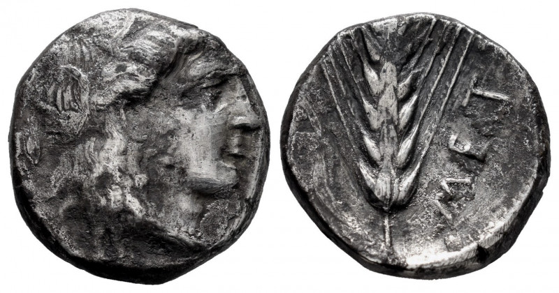 Lucania. Metapontion. Stater. 330-329 BC. (HN Italy-1588). Anv.: Wreathed head o...