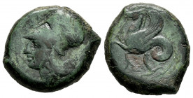 Sicily. Time of Dionysios I. Hemilitron. 405-367 BC. (Sng Ans-434/46). (Hgc-2, 1456). Anv.: Head of Athena to left, wearing laureate Corinthian helmet...