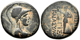 Seleucis and Pieria. Apameia. AE 21. SE 293 = 20/19 BC. (DCA-413). (CNG-e214). Anv.: Head of Athena right, wearing crested Corinthian helmet. Rev.: AΠ...