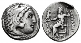 Thrace. Lysimachos. Drachm. 305-281 BC. Kolophon. (Price-1812). (Müller-338). Rev.: Zeus Aëtophoros seated to left, holding sceptre; AΛΕΞΑΝΔΡΟΥ to rig...