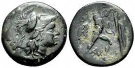 Kingdom of Macedon. Antigonos II Gonatas. AE 18. 277-239 BC. Uncertain mint. (Sng Cop-1205). (SNG Alpha bank-1020). (Hgc-3.1, 1049). Anv.: Helmeted he...