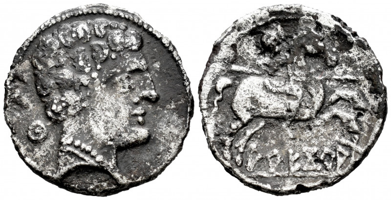 Arekoratas. Fourée Denarius. 150-20 BC. Agreda (Soria). (Abh-110). (Acip-1760). ...
