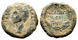 Caesaraugusta. Augustus period. Quadrans. 27 BC - 14 AD. Zaragoza. (Abh-338). (Acip-3036). Anv.: AVGVSTVS. DIVI. F. Bare head of Augustus left. Rev.: ...
