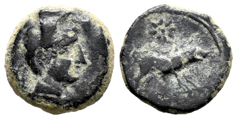 Kastilo-Castulo. Quadrans. 180 BC. Cazlona (Jaén). (Abh-736). Anv.: Diademed mal...