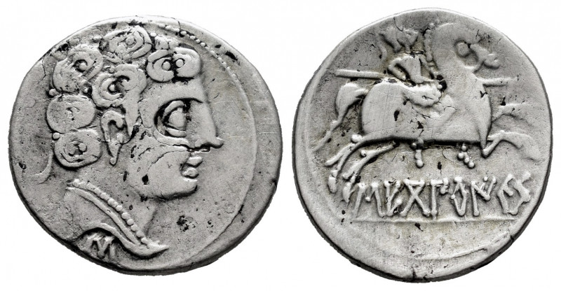 Sekobirikes. Denarius. 120-30 BC. Saelices (Cuenca). (Abh-2169). (Acip-1869). An...
