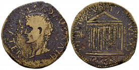 Tarraco. Time of Tiberius. Sestertius. 14-36 AD. Tarragona. (Abh-2369). (Acip-3259). Anv.: DIVVS. AVGVSTVS. PATER. around Radiate head of Augustus lef...