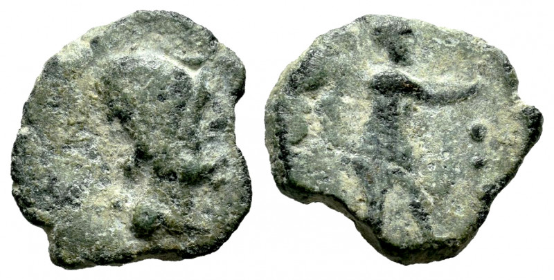 Monetiform coinage. Half unit. 1st century B.C. (Abh-M17). Anv.: Vulcano head bu...
