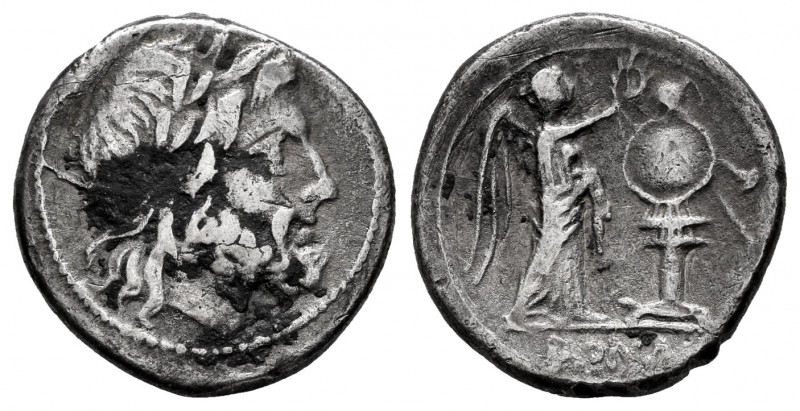 Anonymous. Victoriatus. 221 a.C. Rome. (Craw-53/1). (Rsc-9). Anv.: Laureate head...
