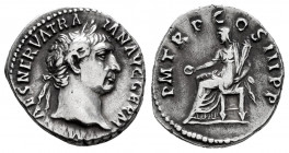 Trajan. Denarius. 99 AD. Rome. (Spink-3143). (Ric-9). (Seaby-203). Rev.: P M TR P COS II P P. vesta sealed left holding patera and torch. Ag. 327,00 g...