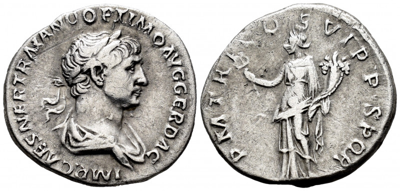 Trajan. Denarius. 116 AD. Rome. (Ric-343). (Bmcre-541). (Rsc-278). Anv.: IMP CAE...