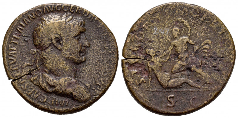 Trajan. Sestertius. 104-107 AD. Rome. (Ric-556). Rev.: SPQR OPTIMO PRINCIPI SC. ...