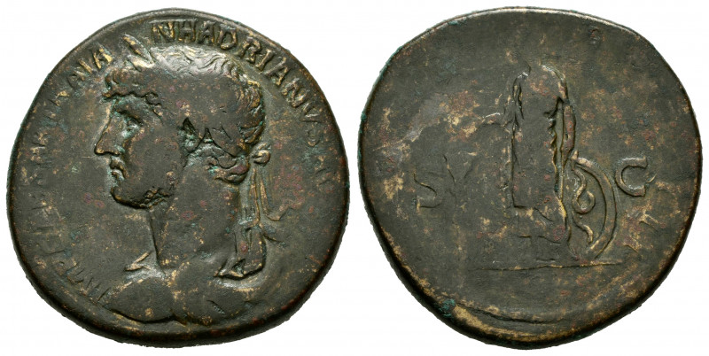 Hadrian. Sestertius. 212-123 AD. Rome. (Ric-II 3 669 var. Bust). (Bmcre-1253 var...