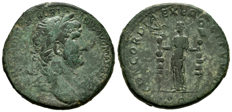 Hadrian. Sestertius. 123 AD. Rome. (Spink-2582). (Ric-581a). Rev.: Concordia bet...