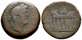 Antoninus Pius. Drachm. 153-154 AD. Alexandria. (Dattari-8860). Rev.: Altar of Agathodaimon. Ae. 20,40 g. Scarce. Almost F. Est...50,00. 

Spanish D...