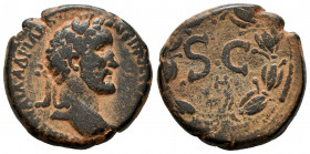 Antoninus Pius. AE 25. 138-161 AD. Antioch. (RPC-IV 10699). Rev.: SC within wreath. Ae. 14,98 g. Almost VF. Est...35,00. 

Spanish Description: Anto...