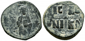 Michael IV. Follis. 1034-1041 AD. Constantinople. (Sear-1825). Rev.: IC-XC/ NI-KA in two lines divided by jewelled cross. Ae. 13,34 g. VF/Choice VF. E...