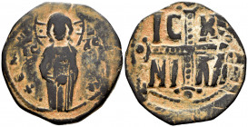 Anonymous. Time of Michael IV. Follis. 1034-1041 AD. Constantinople. (Doc-Class C). (Sear-1825). Anv.: + EMMA(NOYH)Λ Christ Antiphonetes standing faci...
