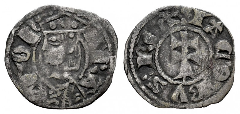 The Crown of Aragon. Jaime I (1213-1276). Óbolo. Aragon. (Cru-319). Anv.: ARA-GO...