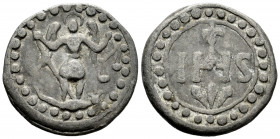 Sant Miquel. Lead. Mallorca. (Cru. L-2422). Pb. 2,23 g. VF. Est...35,00. 

Spanish Description: Sant Miquel. Plomo. Mallorca. (Cru. L-2422). Pb. 2,2...