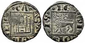 Kingdom of Castille and Leon. Alfonso X (1252-1284). Obol. Cuenca. (Bautista-412.3). Ve. 0,54 g. Bowl on the right tower of the castle and crescent on...