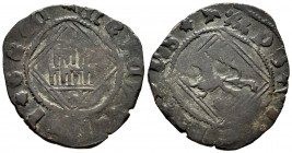 Kingdom of Castille and Leon. Enrique IV (1454-1474). Blanca de rombo. Ávila. (Bautista-1078 var). Anv.: Castle, A below. + ENRICVS ✱ (DE)I ✱ GRAC. Re...