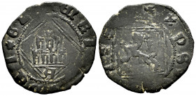 Kingdom of Castille and Leon. Enrique IV (1454-1474). Blanca de rombo. Ávila. (Bautista-1078 var). Anv.: Castle, A below. (+) ENRI (CVS) ✱DEI✱GR (A). ...