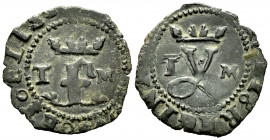 Catholic Kings (1474-1504). Blanca. Toledo. (Cal-Unlisted). Ae. 0,88 g. T - M in obverse and reverse. Rare. VF. Est...30,00. 

Spanish Description: ...
