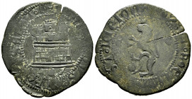 Catholic Kings (1474-1504). 2 maravedis. Granada. (Cal-97). Anv.: + FERNANDVS : ET hELISABET : D. Rev.: + REX : ET : REG .... ST ◦ LIGION. Ae. 4,87 g....